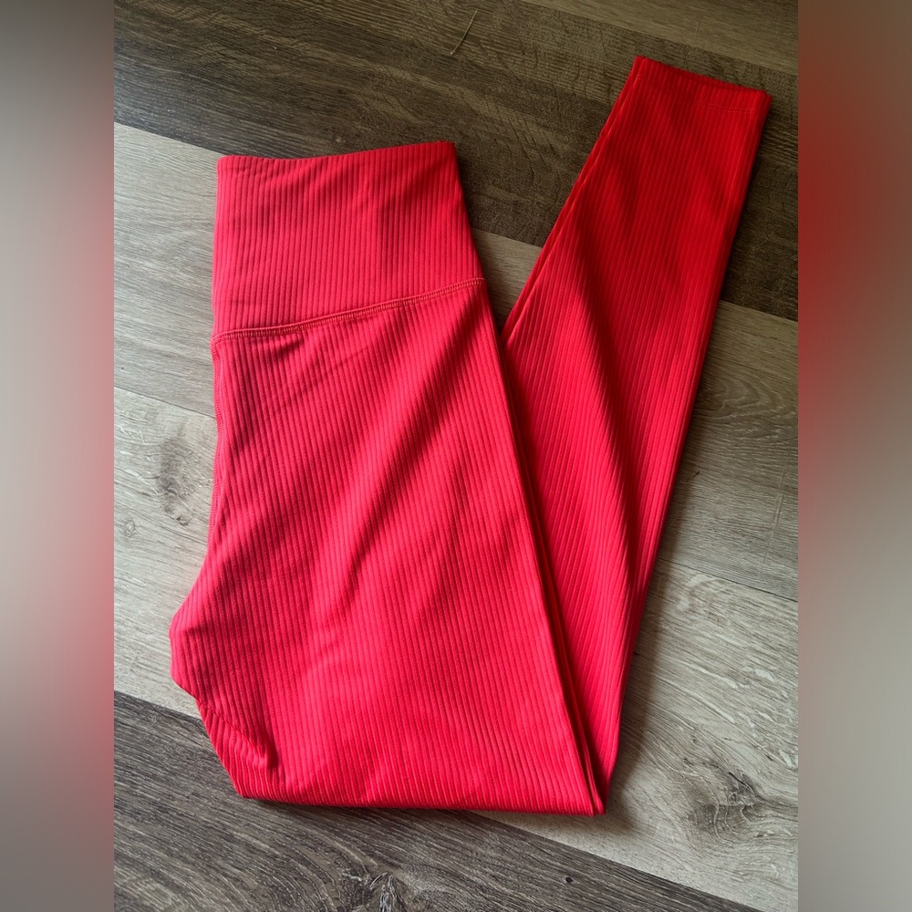 girlfriend collective Red Ribbed High-Rise Leggings